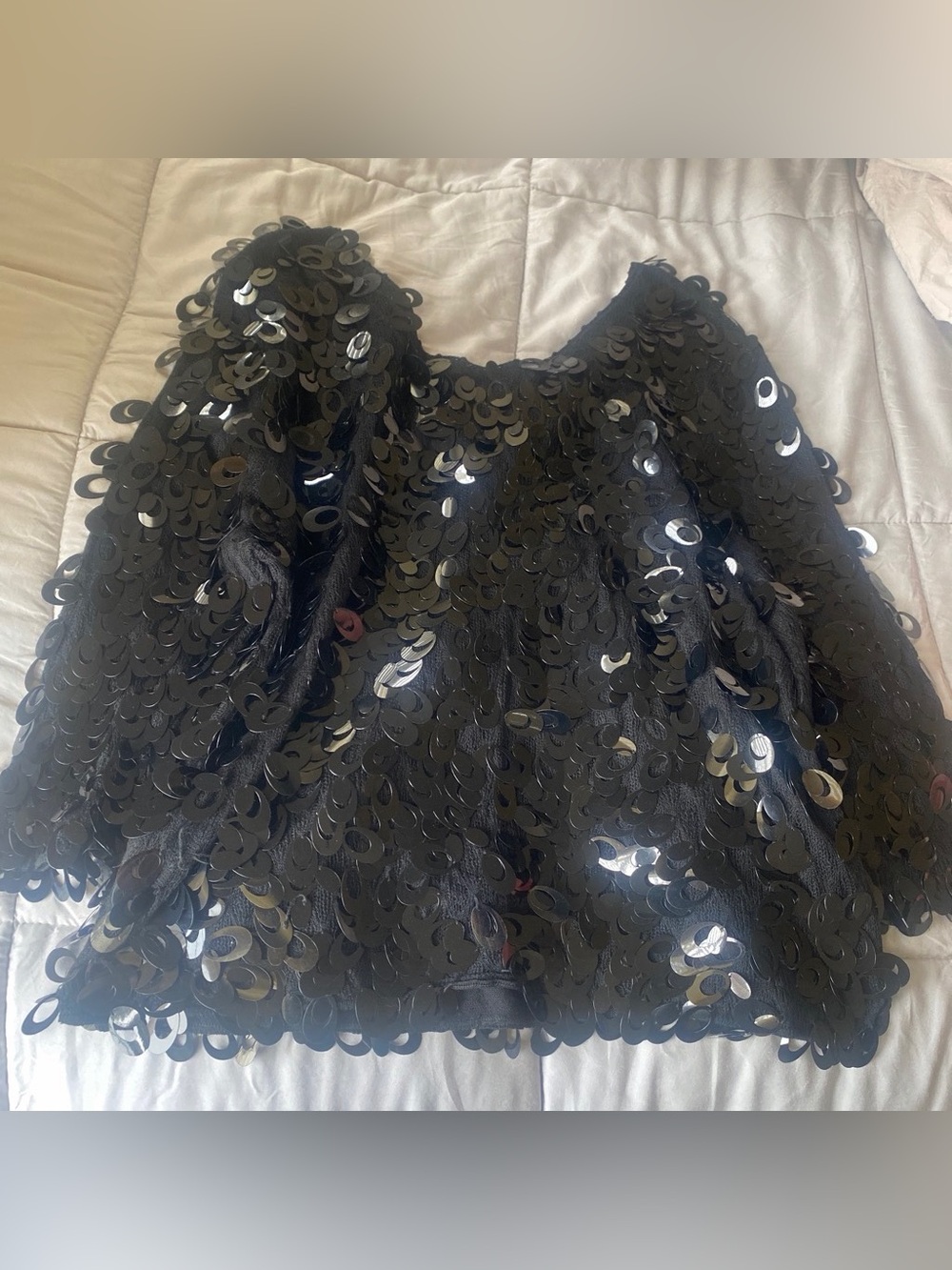 Vintage Joseph A Silk Black Paillette Sequin Top Y2K Size L